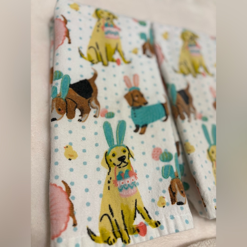 Kensie Easter Dog/Dachshund Print Hand Towel Set of 2 - Picture 3 of 7